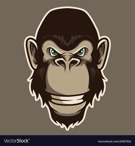 Gorilla Head Mascot In Cartoon Style Royalty Free Vector