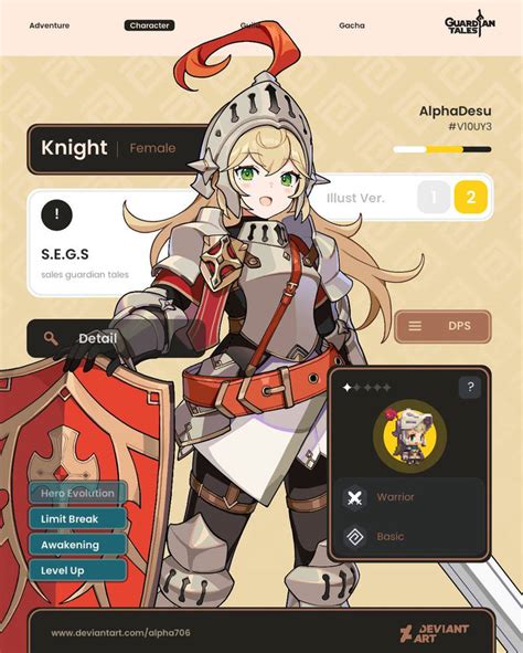 Female Knight Guardian Tales Ui Design Edit By Alpha706 On Deviantart