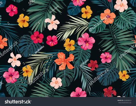 Seamless Hand Drawn Tropical Vector Pattern Stock Vector Royalty Free
