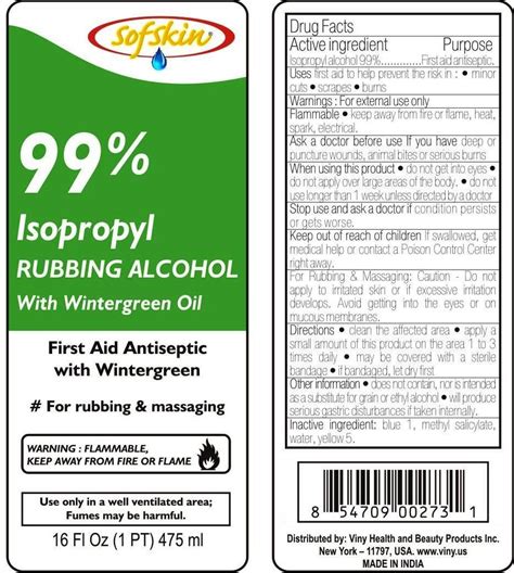 RUBBING ALCOHOL 99 PERCENT WITH WINTERGREEN Isopropyl Alcohol Liquid