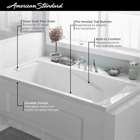 Evolution 72 X 36 Inch Deep Soak Drop In Bathtub