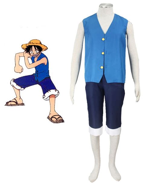 Anime One Piece Monkey D Luffy Cosplay Blue Costume
