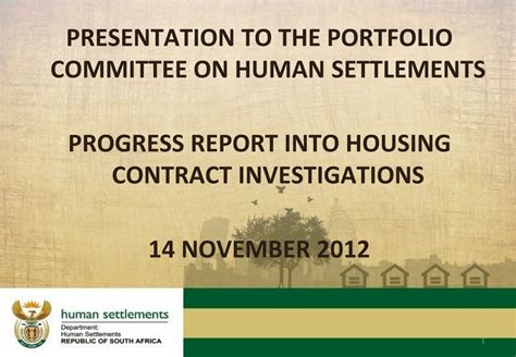 Ppt Presentation To The Portfolio Committee On Human Settlements