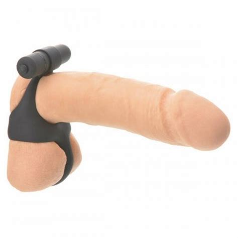 silicone vibrating scrotum cock ring with ball spreader black sex toys at adult empire