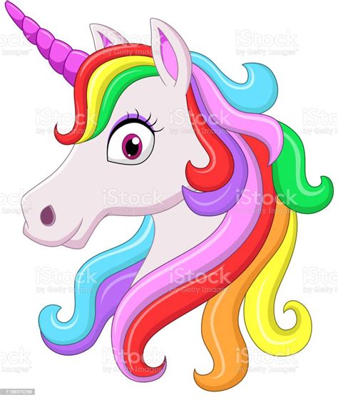 Cute Rainbow Unicorn Head Mascot Stock Illustration Download Image