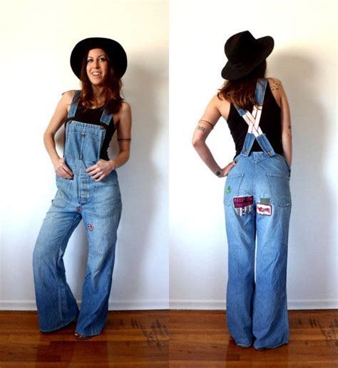 70s Denim Bell Bottom Overalls Vintage Sanforized Jeans Overalls