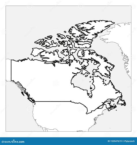 Map Of Canada Black Thick Outline Highlighted With Neighbor Countries