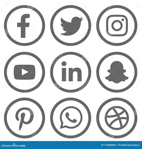 Logotipo De Medios Sociales De Tono Gris Conjunto De Facebook Twitter