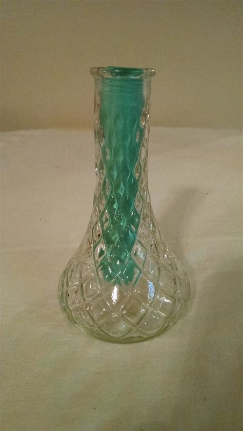 Vintage Hoosier 6 Clear Glass Vase With Diamond Pattern Etsy