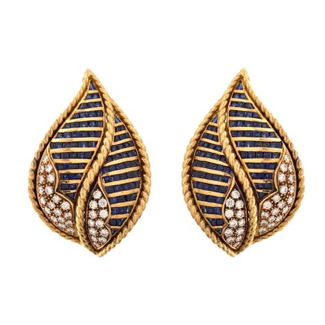 Diamond Sapphire And K Earrings Kodner Auctions