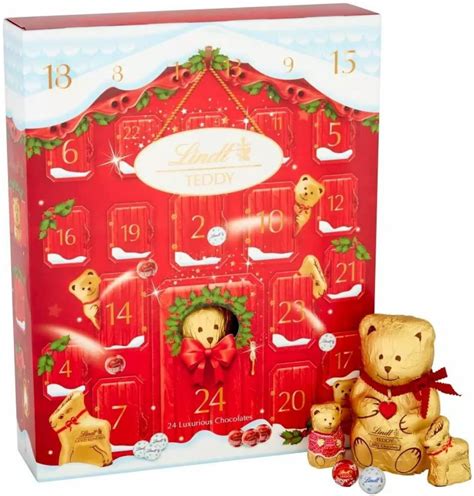 lindt teddy advent calendar 250g contains 24 assorted milk chocolate surprises buy online in