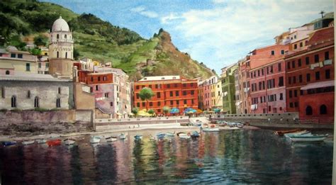 Amalfi Coast Italy Watercolor Painting Limited Edition Giclee Boats