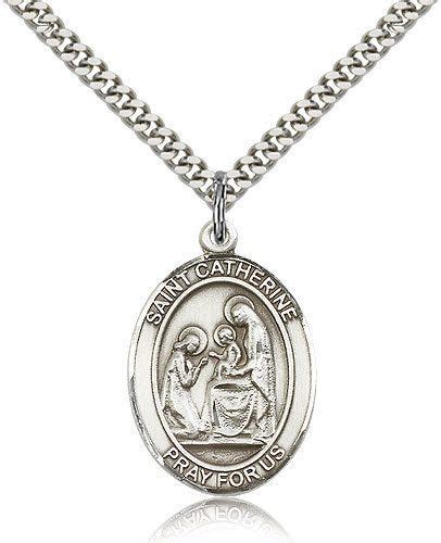 Saint Catherine Of Siena Medal For Men 925 Sterling Silver Necklace
