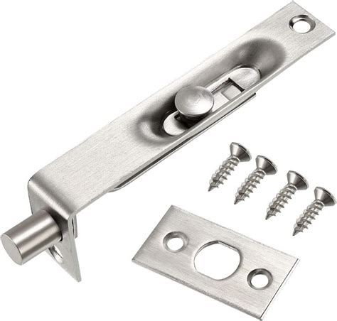 Uxcell Flush Bolt Inch Stainless Steel Door Concealed Slide Lock Latch For Wood Composite