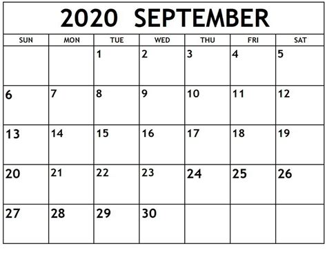 You may also add your own events to the calendar. Printable September 2020 Calendar Template - Download Now