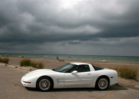 99 C5 Corvette Coupe Arctic White Beach Shot
