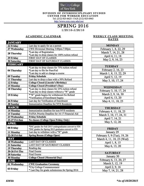 Ccny Academic Calendar Spring 2022 Customize And Print