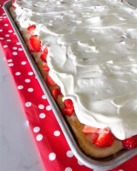 Strawberries And Cream Sheet Cake Recipe Picky Palate