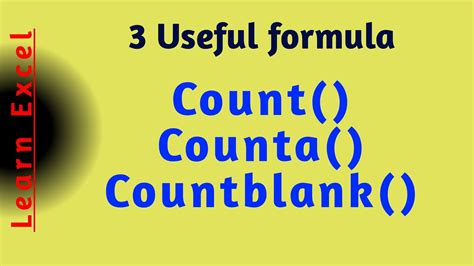 Excel Count Counta Countblank Function Learn Excel Youtube