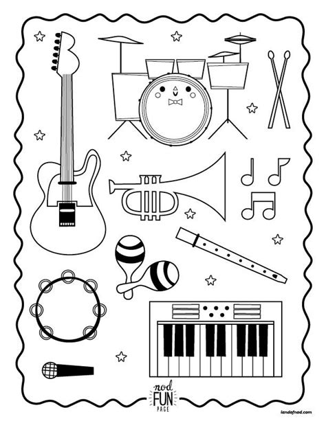 Nod Printable Coloring Page - Instruments for Musical Kiddos | Music ...