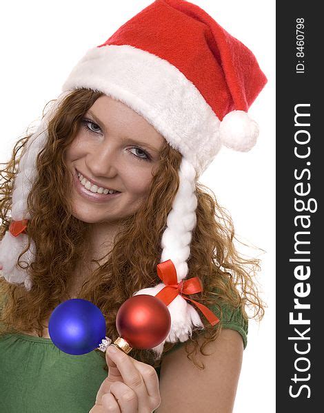 Christmas Red Haired Teenager With Decoration Free Stock Images