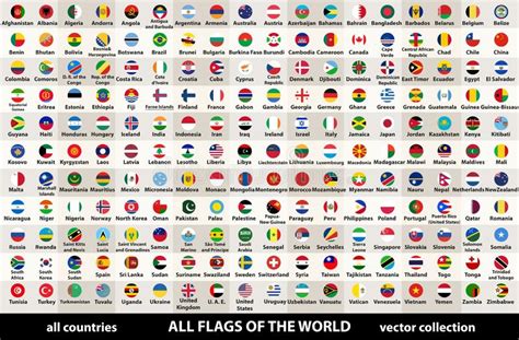 Flags Of The World With Icon Set Stock Illustration Illustration Of