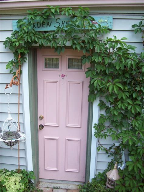 Maybe you would like to learn more about one of these? pink shed door | Cottage garden, Patio projects, Garden design