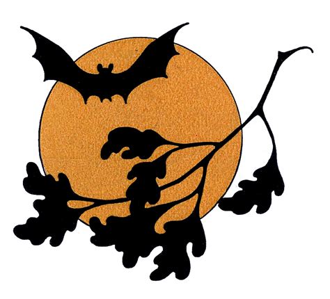 Vintage Halloween Clip Art Bat With Moon The Graphics