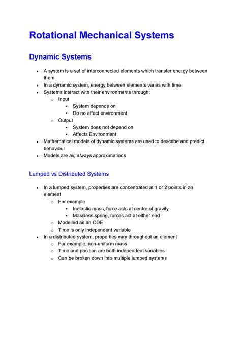 Rotational Mechanical Systems Rotational Mechanical Systems Dynamic