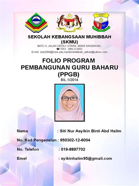 Portfolio Contoh Muka Depan Folio Yang Kreatif 1 Tengah Bangun