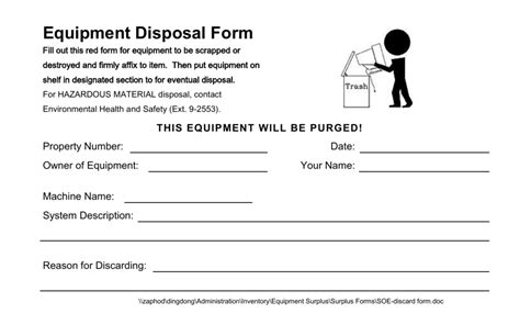 Equipment Disposal Form Fill Out This Red Form For Equipment To Be