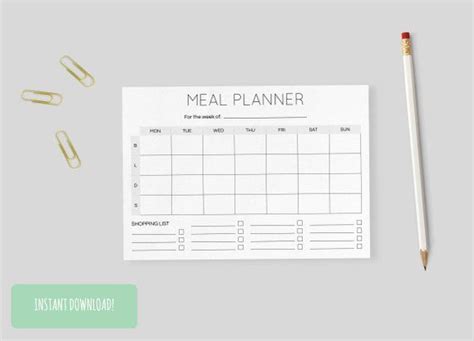 Meal Planner Minimal A4 And US Letter Size PDFs Included INSTANT