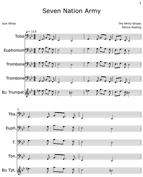 Seven Nation Army Sheet Music For Tuba Trombone Trumpet