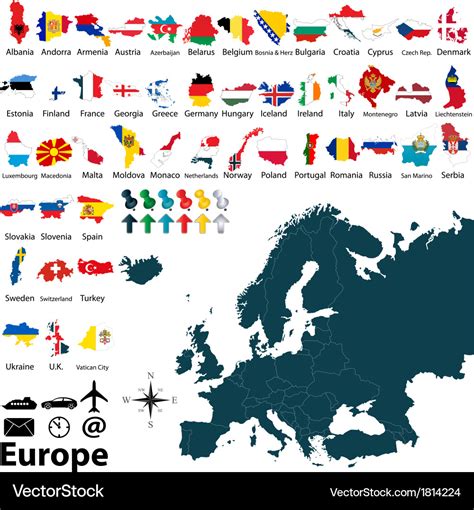 Maps With Flags Of Europe Royalty Free Vector Image