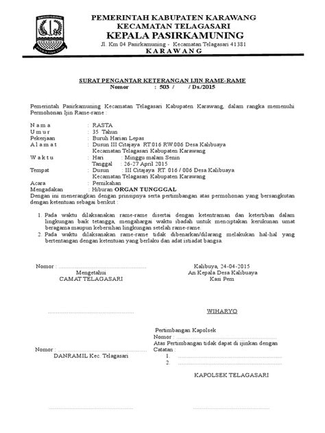 13 contoh surat undangan resmi dari desa untuk ketua rt. SURAT KETERANAN IJIN KERAMAIAN.doc