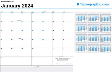 2024 Calendar Excel Printable Calendar 2023