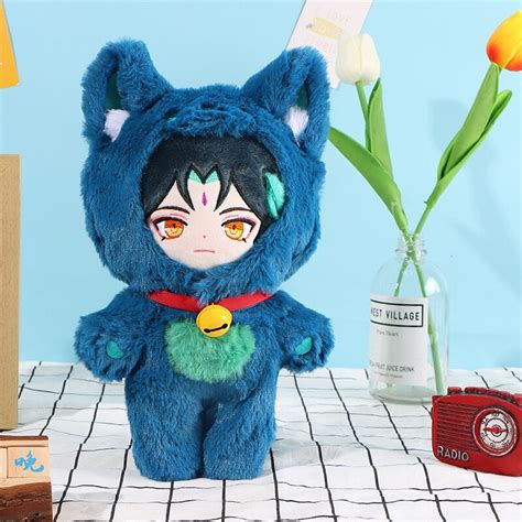 Anime Genshin Impact Xiao With Cat Clothes Soft Stuffed Plush Toy