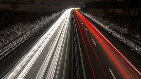 Hd Wallpaper Road Long Exposure Light Trails Speed Motion