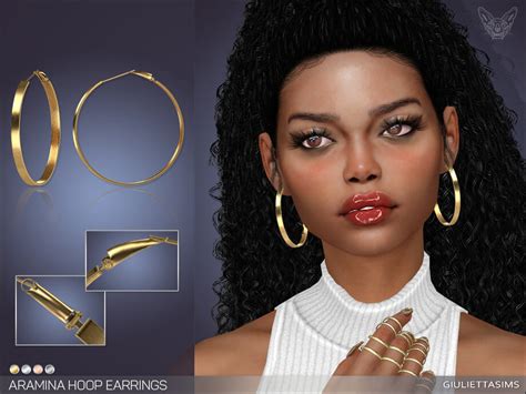 The Sims 4 Aramina Hoop Earrings By Feyona At Tsr Cc The Sims