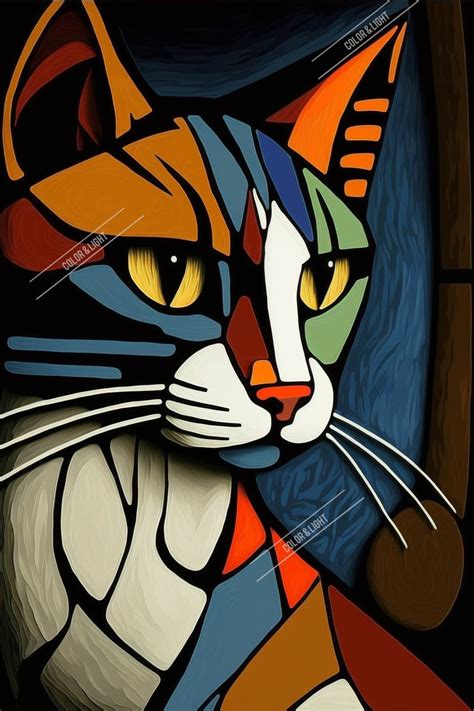 Picasso Cat Picasso Estilo Abstract Cat Art Descarga Digital Etsy