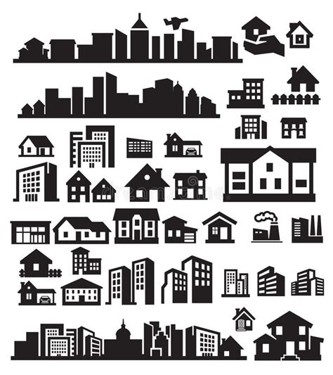 Houses Icons Vector Black Houses Icons Set On Gray Sponsored