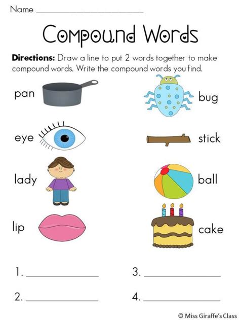 compound words  kids worksheets worksheets
