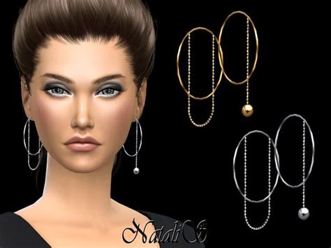 Asymmetric Hoop Earrings With Chain By Natalis At Tsr Sims 4 Sims 4 Cc Packs Sims