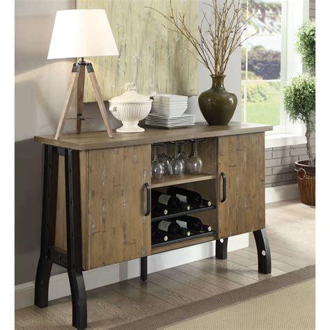 Furniture Of America Wuff Industrial Oak Metal 2 Cabinet Dining Server