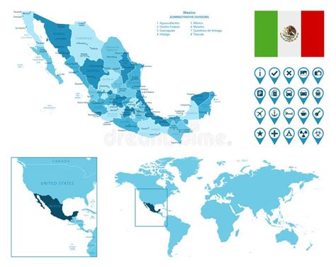 Mexico Gedetailleerde Fysieke Kaart Van Het Land Naar Hoogte Gekleurd