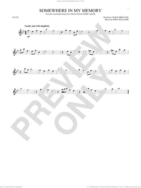 Somewhere In My Memory Sheet Music For Flute Solo Pdf
