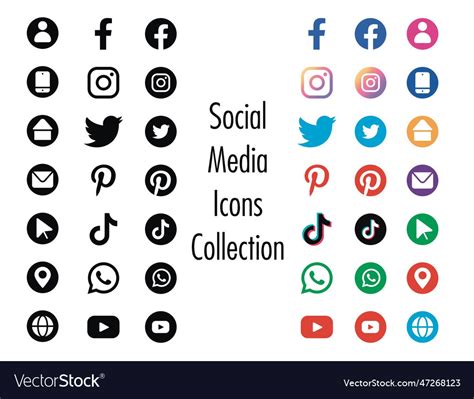 Social Media Icons Set Royalty Free Vector Image