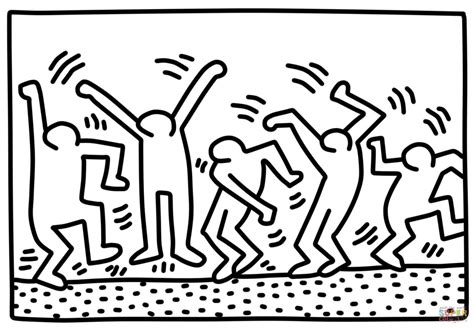 Dancing Figures By Keith Haring Coloring Page Free Printable Coloring