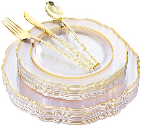 Wholesale Liacere Pcs Clear Gold Plastic Plates Disposable Gold