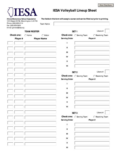 Printable Volleyball Lineup Sheets